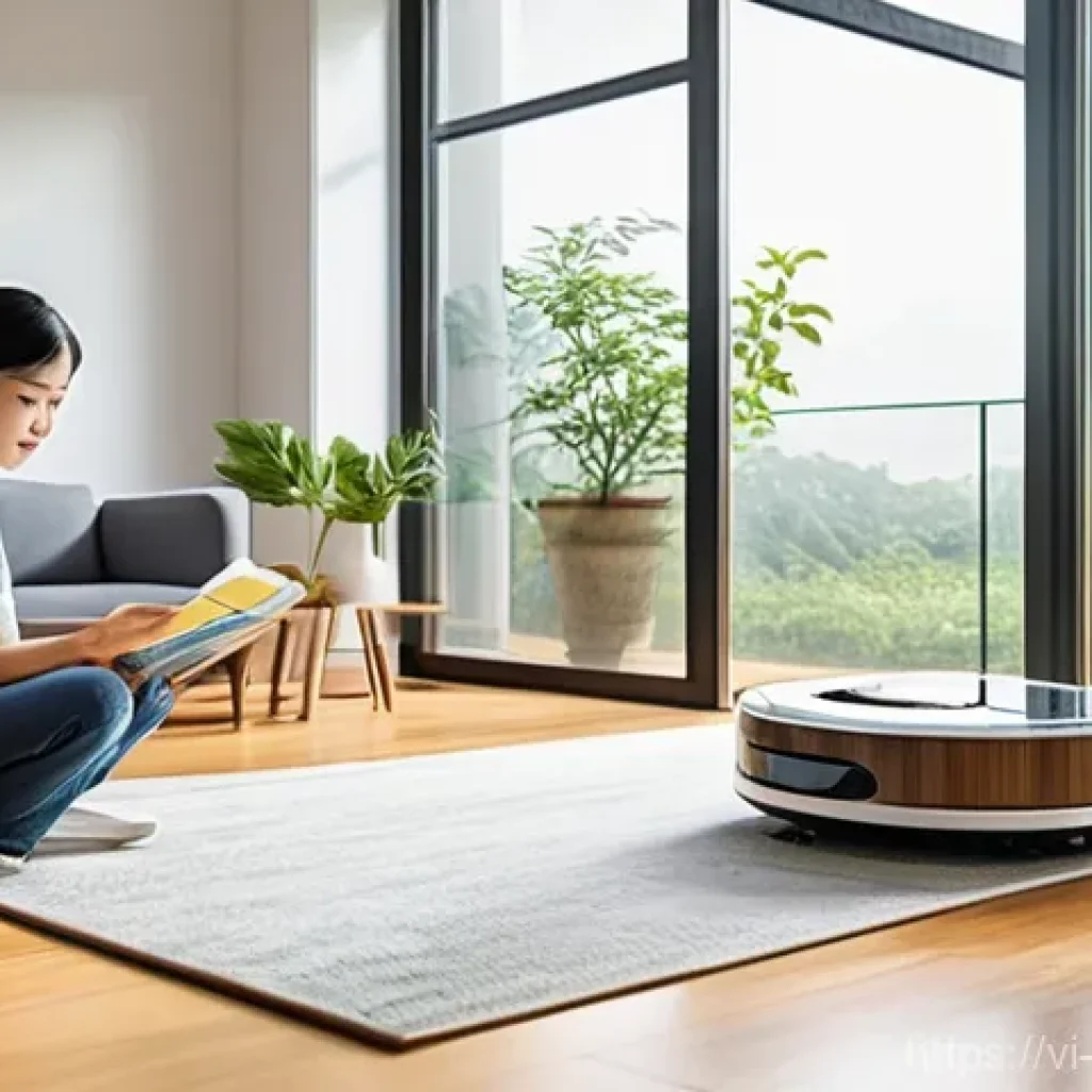 반려로봇과 가정에서의 역할 - **Prompt 1: Relaxed Modern Vietnamese Family with Cleaning Robots**
"A cozy and clean living roo...
