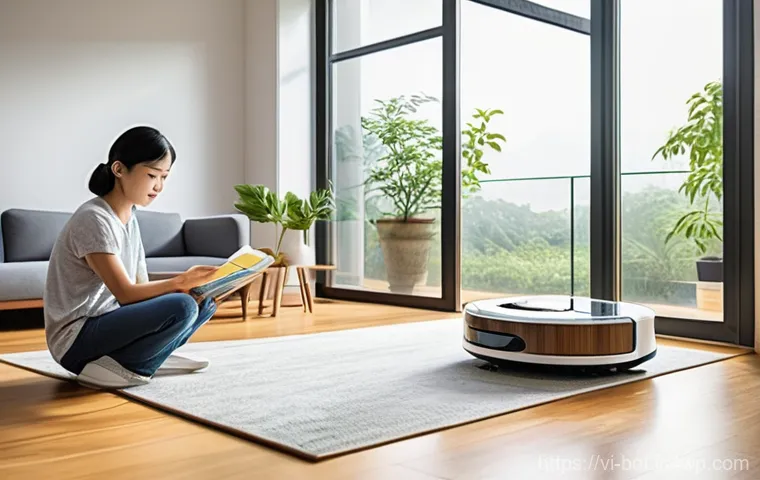반려로봇과 가정에서의 역할 - **Prompt 1: Relaxed Modern Vietnamese Family with Cleaning Robots**
"A cozy and clean living roo...