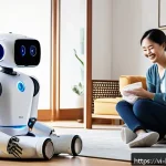 Home 23 반려로봇 서비스의 시장 점유율 - A friendly, compact companion robot designed for Vietnamese family homes, featuring a sleek, modern ...