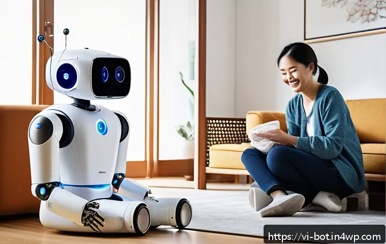 반려로봇 서비스의 시장 점유율 - A friendly, compact companion robot designed for Vietnamese family homes, featuring a sleek, modern ...